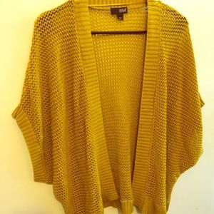 Long mustard shrug sweater
